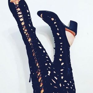 Public desire black lace up shoes